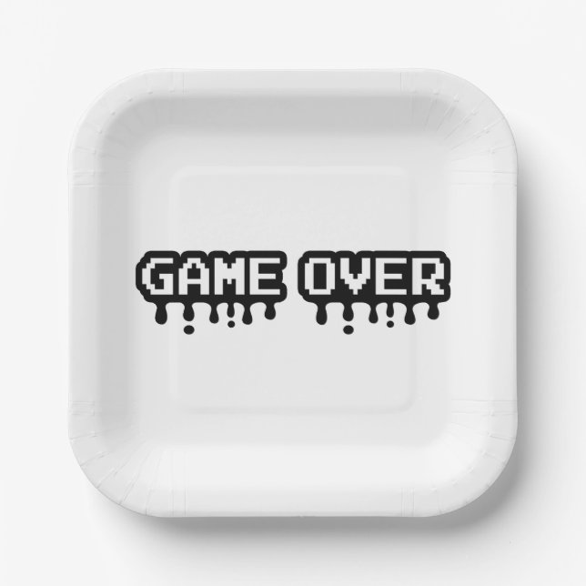Game Over Pixel Art - Design Retro für Gamers Pappteller (Vorderseite)