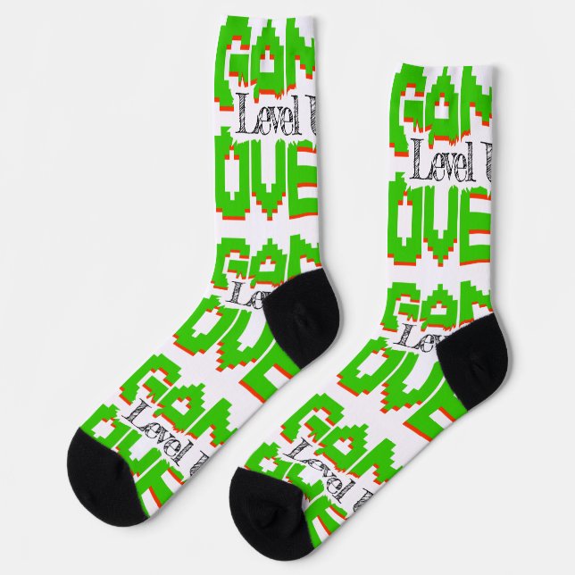 Game Over: Restore Old-School Fun, Level Up Today Socken (Linkes Detail)