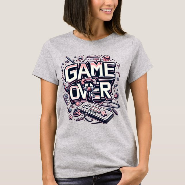 Game Over: Retro Pink & Blue Gaming Vibes  T-Shirt (Vorderseite)