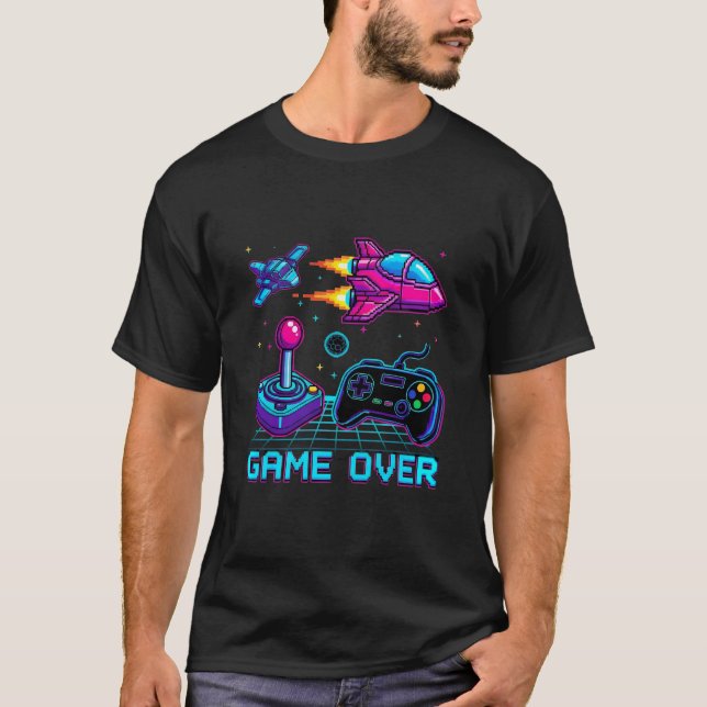 Game Over - Retro Pixel Art Arcade T - Shirt (Vorderseite)