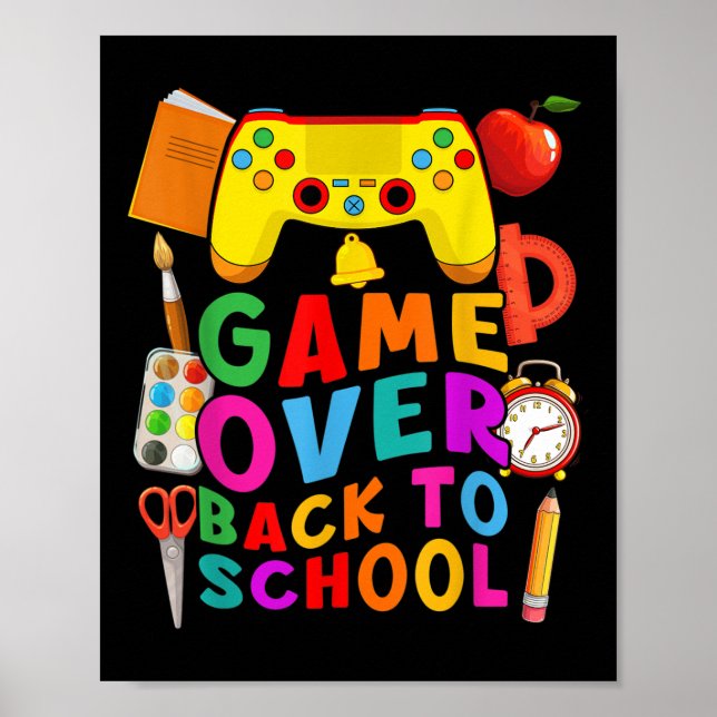Game Over Zurück zur Schule Gamer Controller 1. Ta Poster (Vorne)