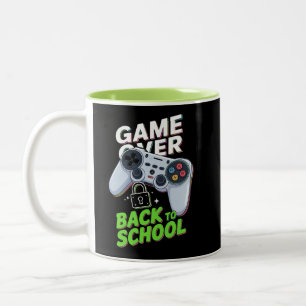 Game Over Zurück zur Schule Lustiger erster Schult Zweifarbige Tasse