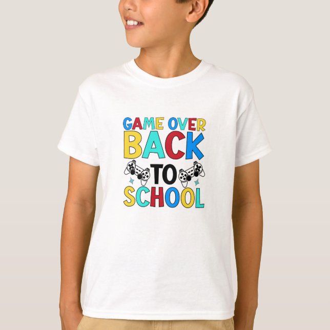 Game Over: Zurück zur Schule T-Shirt (Vorderseite)