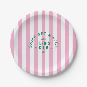 Game Set Match Après Tennis Club Rosa Streifen Run Pappteller