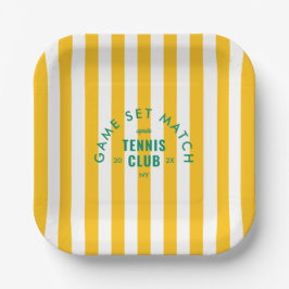 Game Set Match Après Tennis Club Yellow Stripe Pappteller