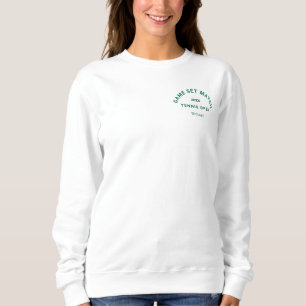 Game Set Match Green Wappen Womens Tennis White Sweatshirt