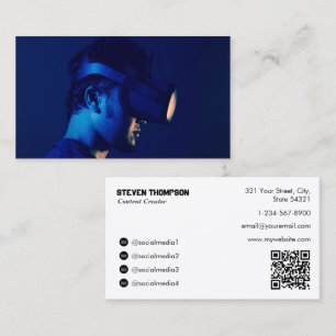 Game Tester Gamer Content Creator Full Foto White Visitenkarte