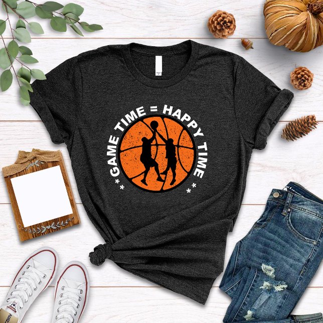 Game Time = Happy Time Basketball Sport T-Shirt (Basketball Tshirt)