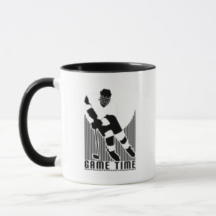 Game Time Hockey Spieler Schwarz Weiß Dynamic Spor Tasse