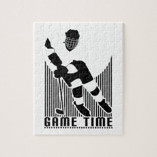 Game Time Hockey Spieler Schwarz Weiß Sport