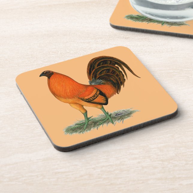 Gamecock Ginger Red Rooster Untersetzer (Linke Seite)