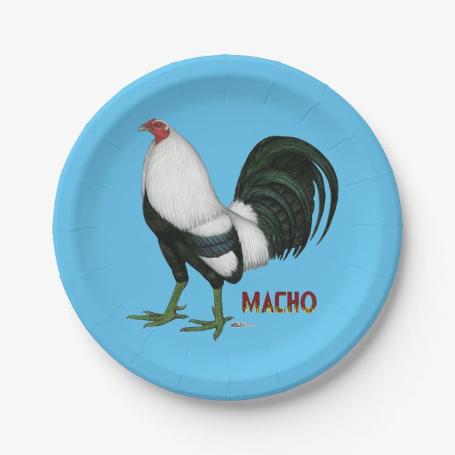 Gamecock Macho Duckwing Pappteller (Vorderseite)