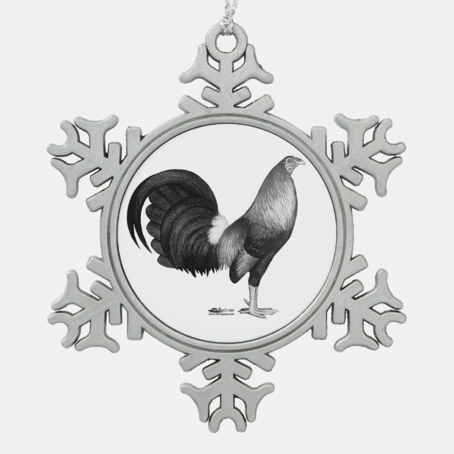 Gamecock Red Hatch Schneeflocken Zinn-Ornament (Vorderseite)