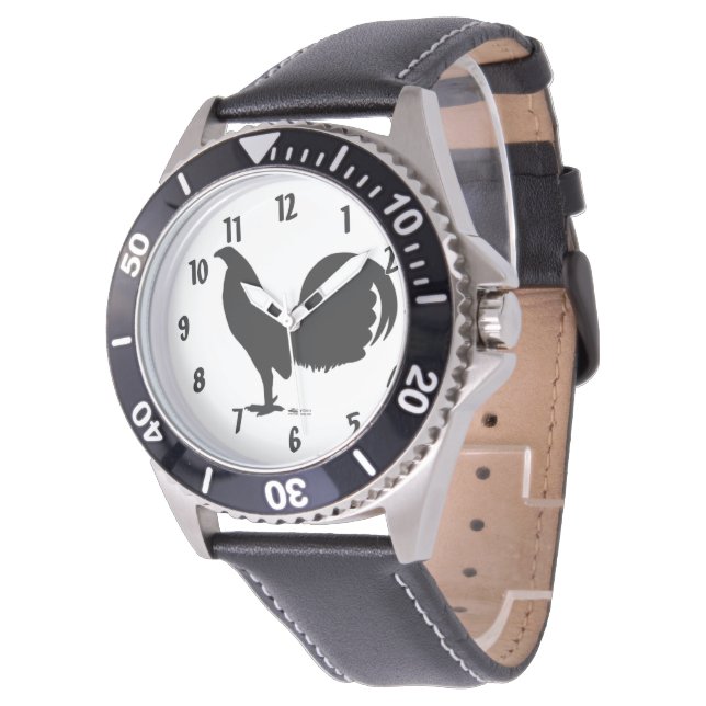 Gamecock Rooster-Silhouette Armbanduhr (Schrägansicht)