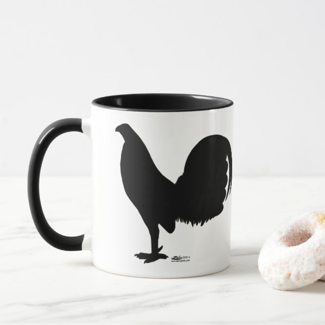Gamecock Rooster-Silhouette Tasse (Mit Donut)
