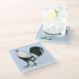 Gamecock Silver Duckwing Glasuntersetzer