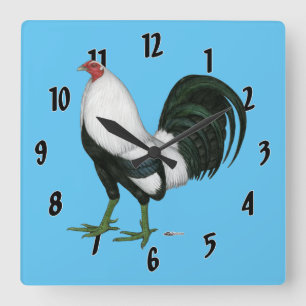Gamecock Silver Duckwing Quadratische Wanduhr