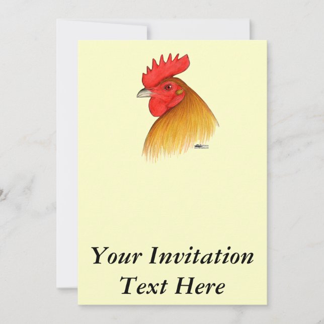 Gamecock Stag Single Comb Einladung (Vorderseite)
