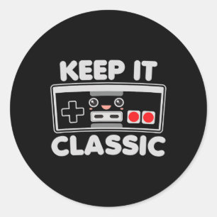 Gamecontroller Behielt es auf Spaß 80er Retro Dunk Runder Aufkleber