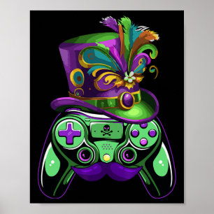 Gamecontroller Mardi Gras Gamers Kinder Mädchen Mä Poster
