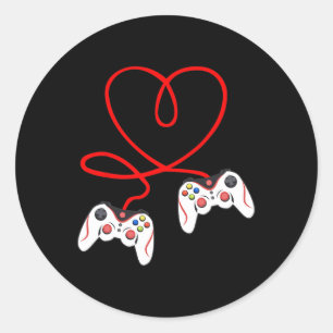 Gamecontroller Video Gamers Gaming Valentine D Runder Aufkleber