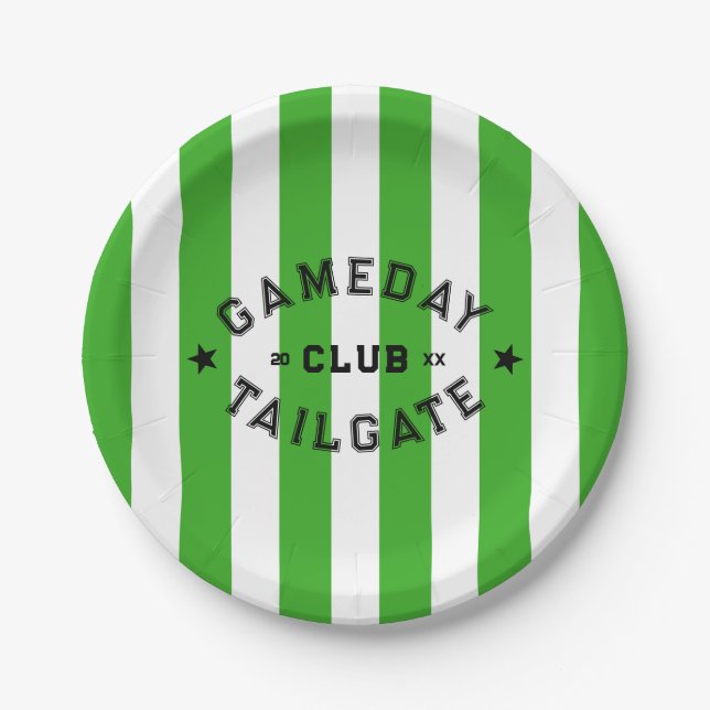 Gameday Tailgate Club Green Strip Custom Party Pappteller (Vorderseite)