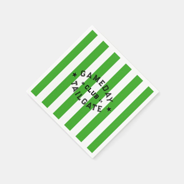 Gameday Tailgate Club Green Strip Custom Party Serviette (Ecke)