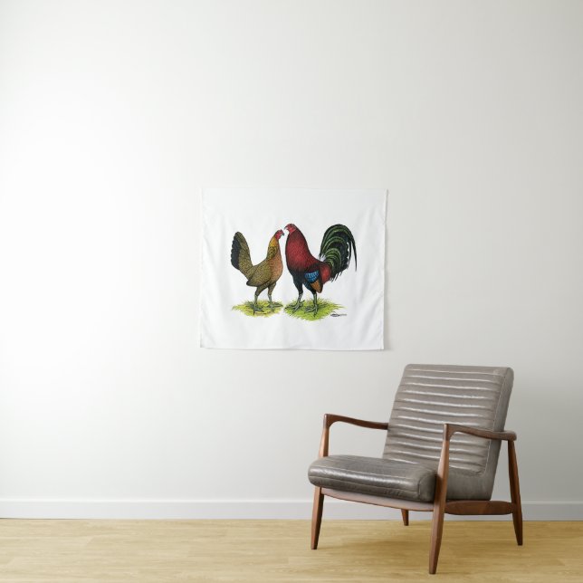 Gamefowl Pair Wandteppich (Beispiel (Horizontal))