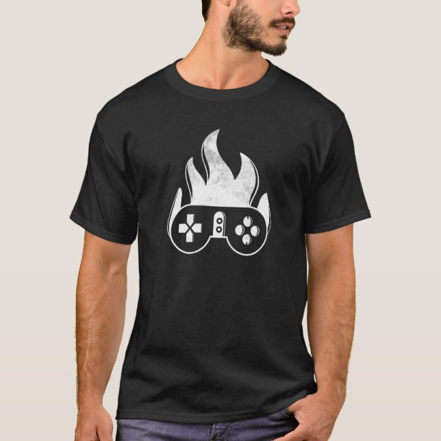 Gamepad Fire Design Video Game Controller Gaming G T-Shirt (Vorderseite)
