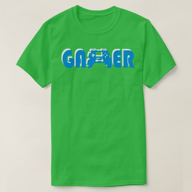 Gamer 3D Blue White T-Shirt (Design vorne)