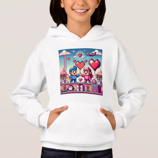Gamer 8 Bit Valentinstag  Hoodie (Vorderseite)