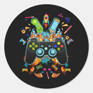 Gamer Aesthetic Graphic Gaming Video Games Gamepad Runder Aufkleber