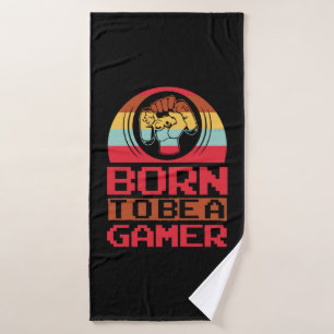 Gamer Art Geboren Gamer zu sein Badehandtuch