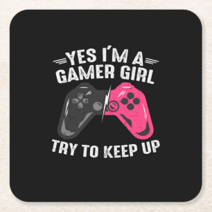Gamer Art Yes Ich bin ein Gamer Girl Rechteckiger Pappuntersetzer