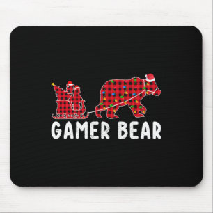 Gamer Bear Sleigh Weihnachtsfamilie Matching Xmas Mousepad