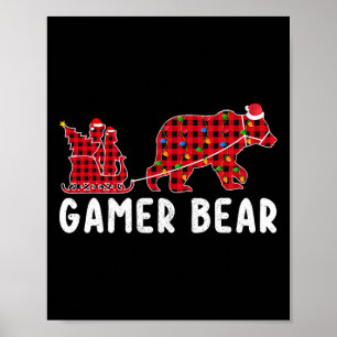 Gamer Bear Sleigh Weihnachtsfamilie Matching Xmas Poster
