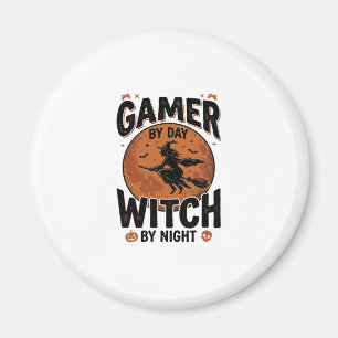 Gamer bei Tag, Hexe bei Nacht, Vintage-Gaming-Desi Magnet