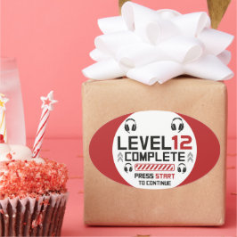 Gamer Birthday oder Abschluss Ovaler Aufkleber