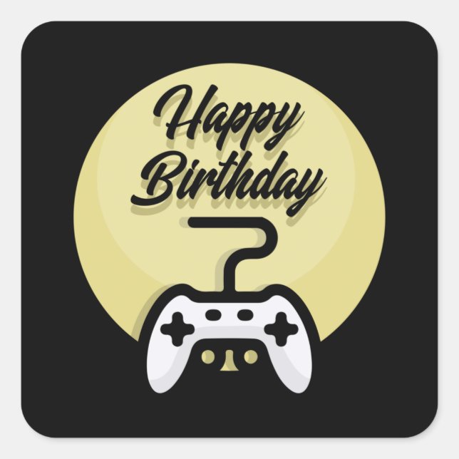 Gamer Birthday Quadratischer Aufkleber (Vorderseite)
