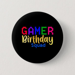 Gamer Birthday Squad Party Happy B-day Video Game Button