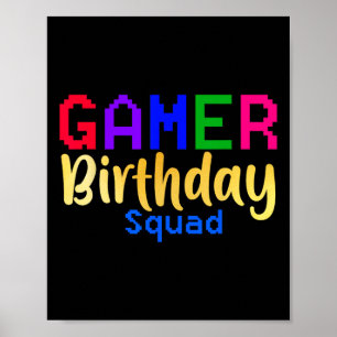 Gamer Birthday Squad Party Happy B-day Video Game Poster