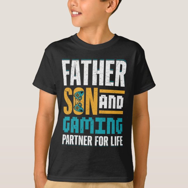 Gamer Bond – Father And Son Game Together  T-Shirt (Vorderseite)