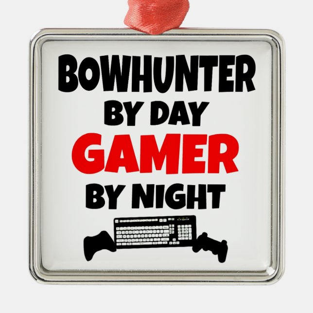 Gamer Bowhunter Silbernes Ornament (Vorne)