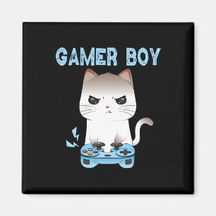 Gamer Boy Cat Gaming Funny Video Game Boys Video G Magnet