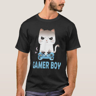 Gamer Boy Kawaii Anime Gamer Cat Funny Video Gamer T-Shirt