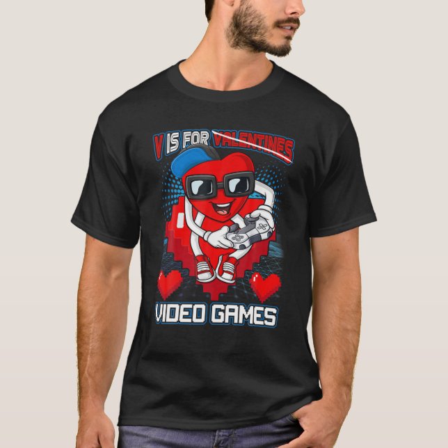 Gamer Boys Tee Valentinstag V ist für Videospiel (Vorderseite)