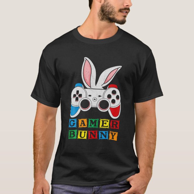 Gamer Bunny Easter Day Video Game Gaming Boys Kind T-Shirt (Vorderseite)
