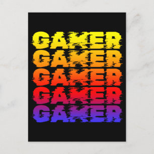 Gamer Bunte Typografie Gaming Postkarte