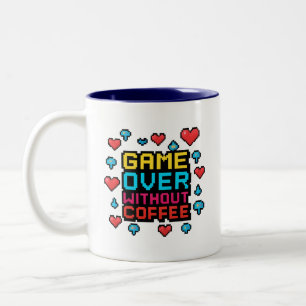 Gamer Café Mug - Retro Pixel Art Caffeine Cadeau