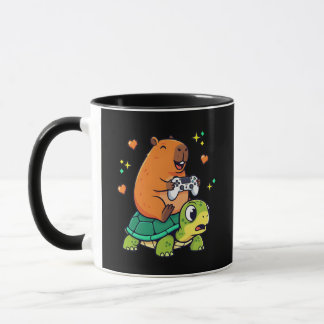 Gamer Capybara Riding a Turtle Kawaii Animal  Tasse